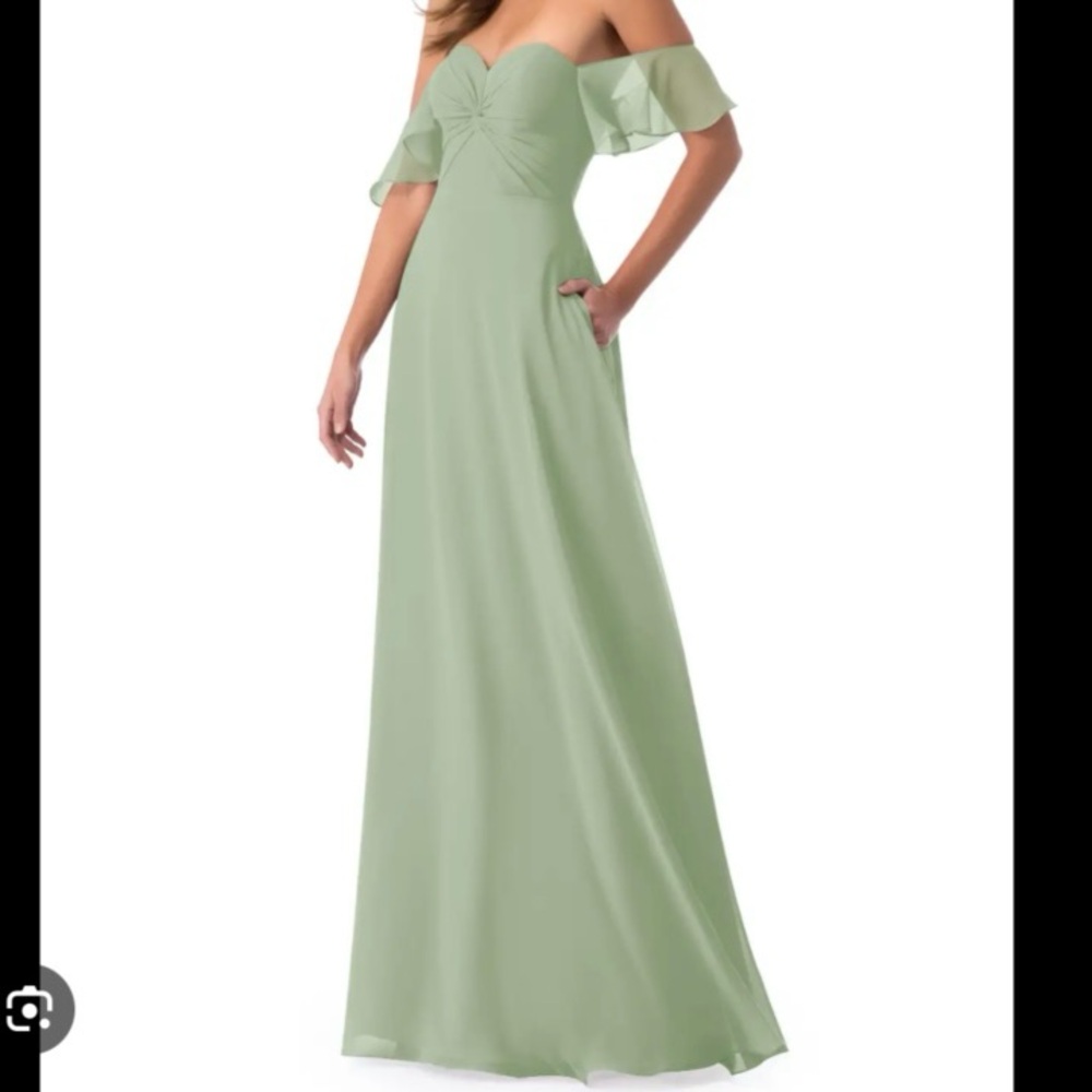 Azazie Green Flutter Sleeve Gown for Weddings